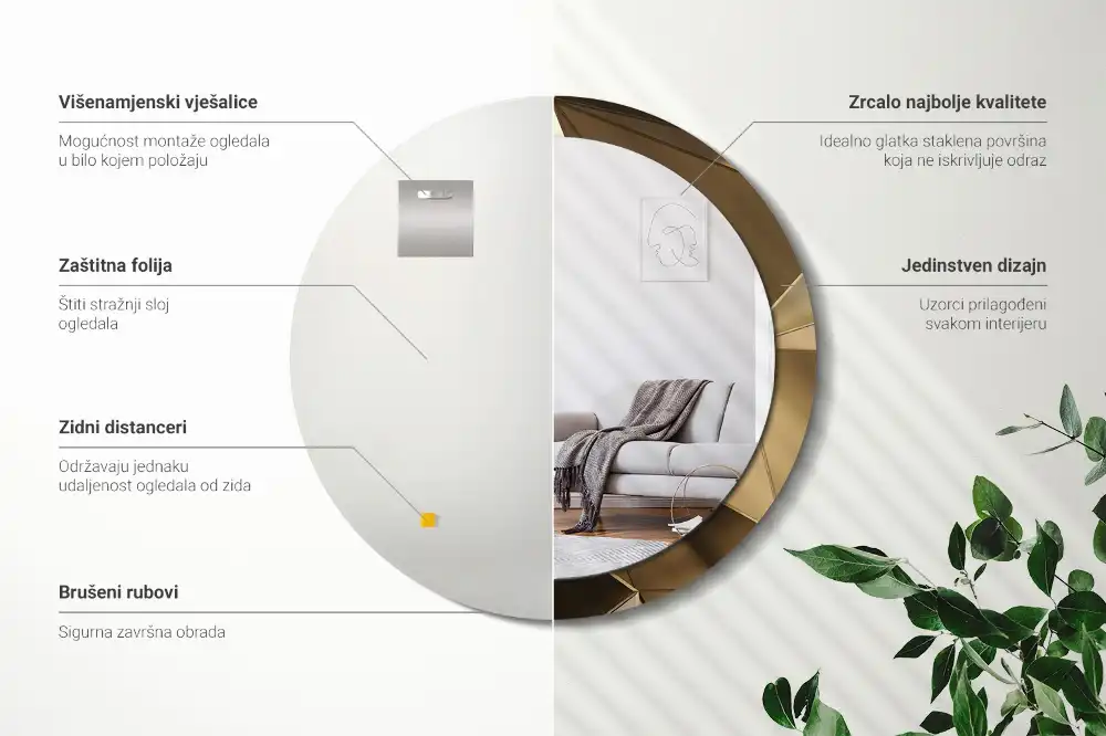 Espejo redondo con decoración Abstracción moderna