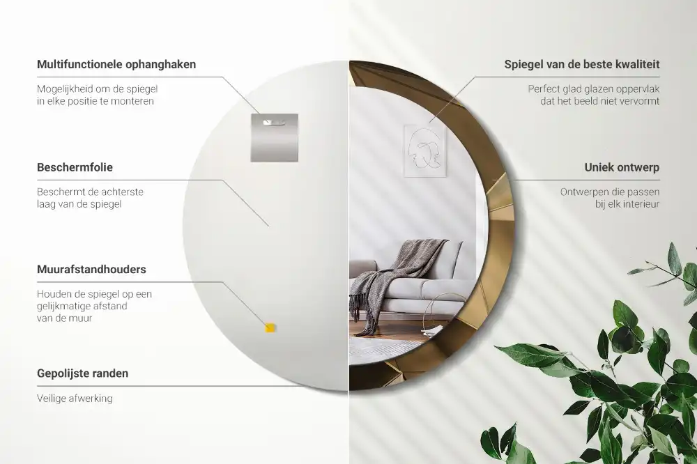 Espejo redondo con decoración Abstracción moderna