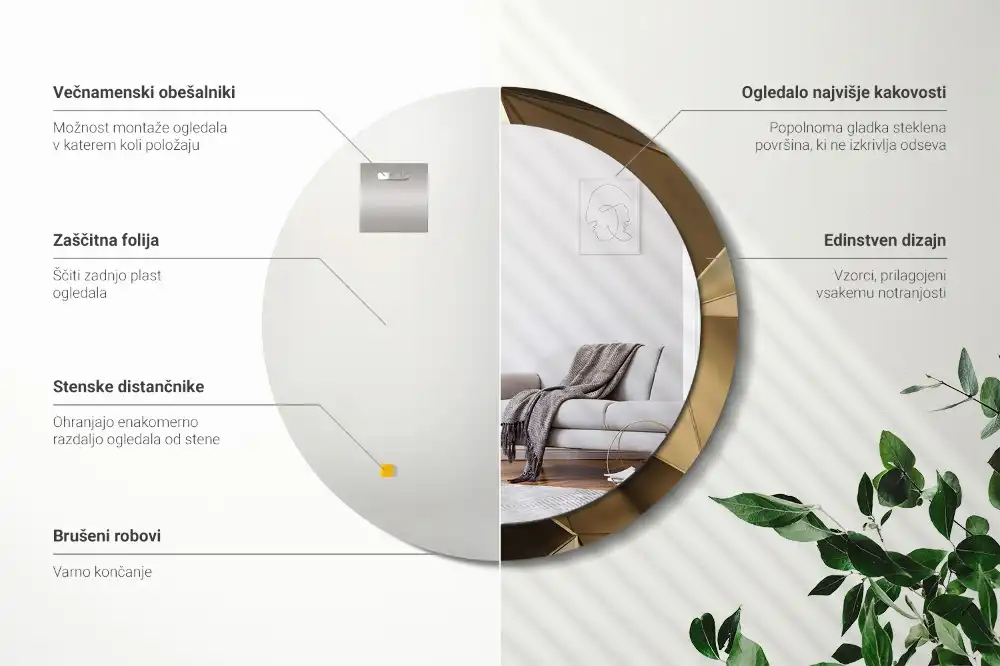 Espejo redondo con decoración Abstracción moderna