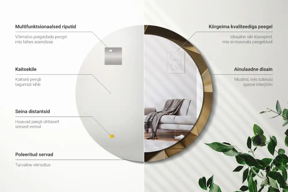 Espejo redondo con decoración Abstracción moderna