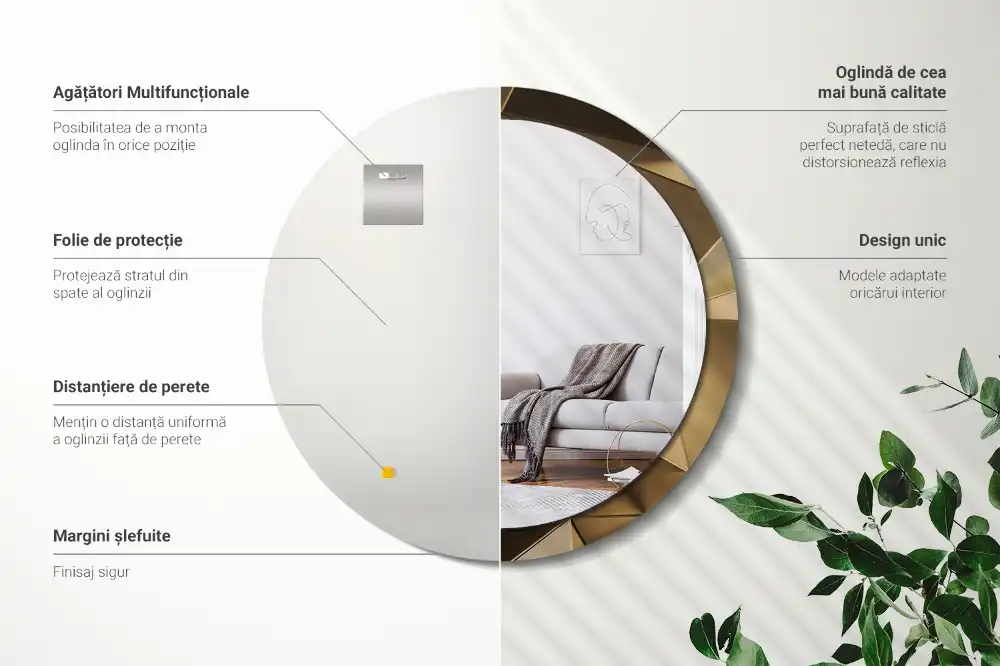 Espejo redondo con decoración Abstracción moderna