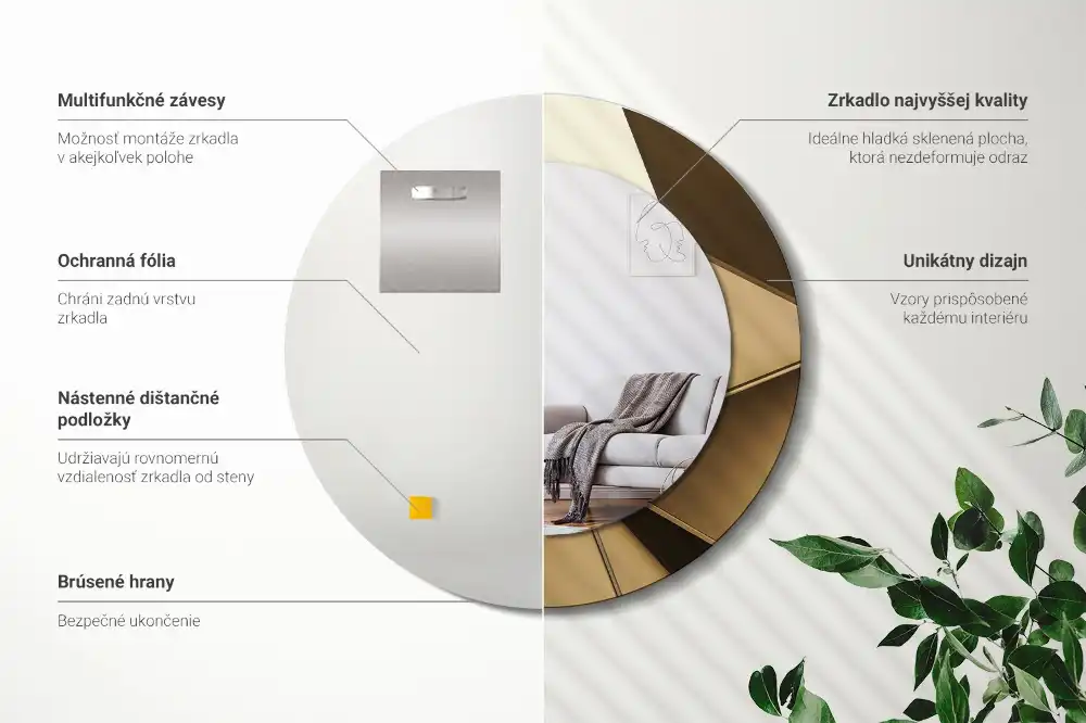 Espejo redondo con decoración Abstracción moderna