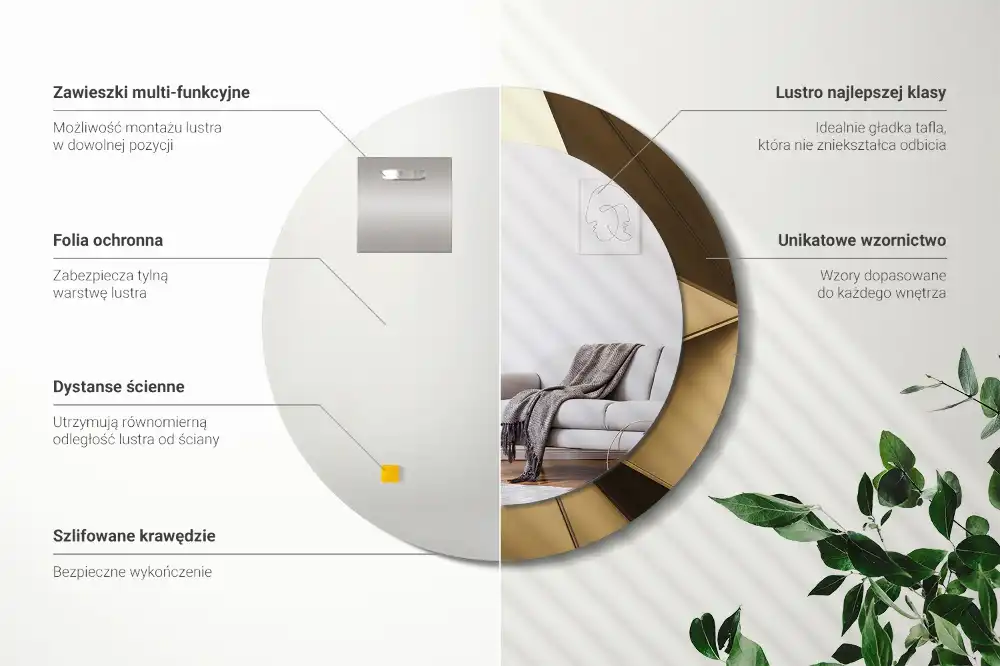 Espejo redondo con decoración Abstracción moderna