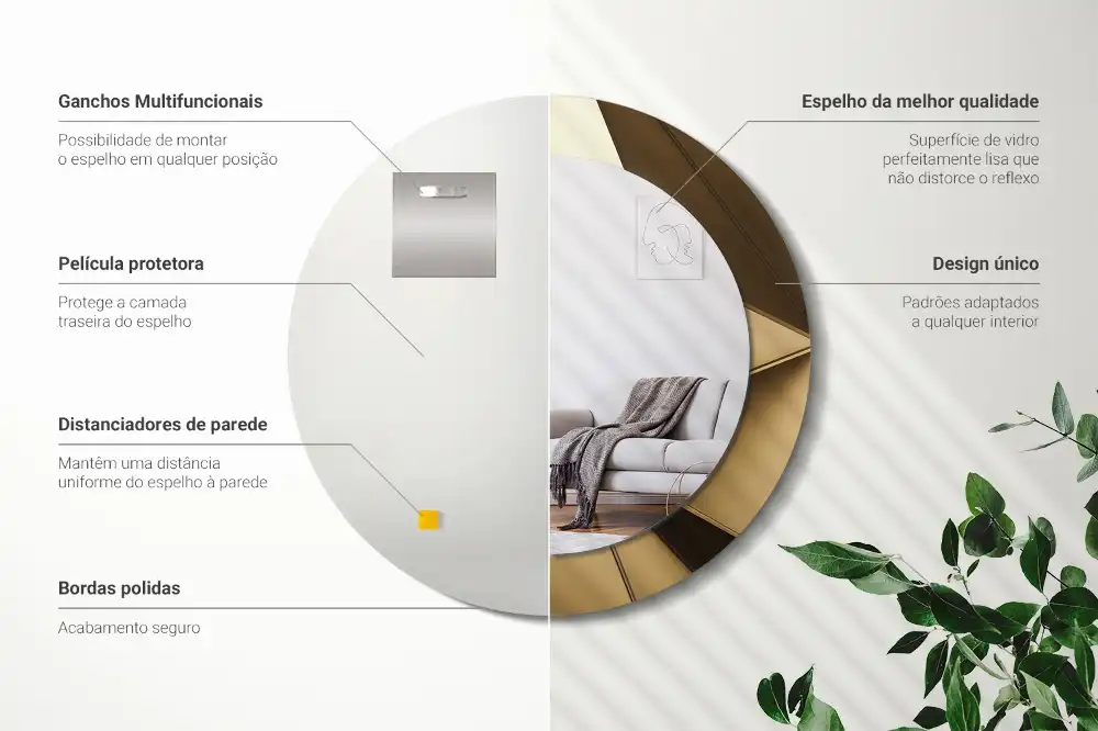 Espejo redondo con decoración Abstracción moderna