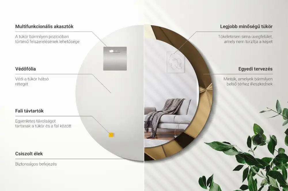 Espejo redondo con decoración Abstracción moderna