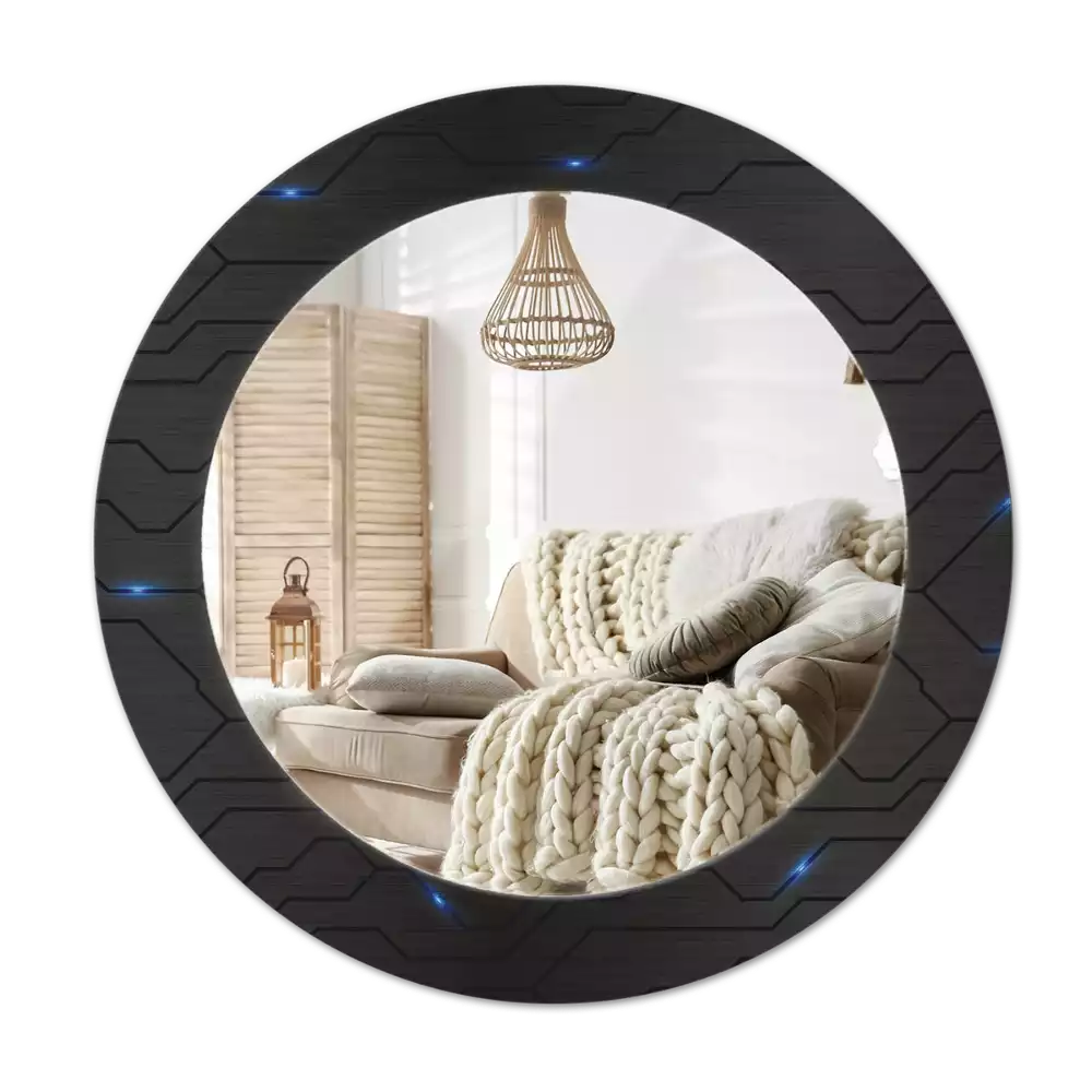 Espejo redondo estampado Abstracción futurista