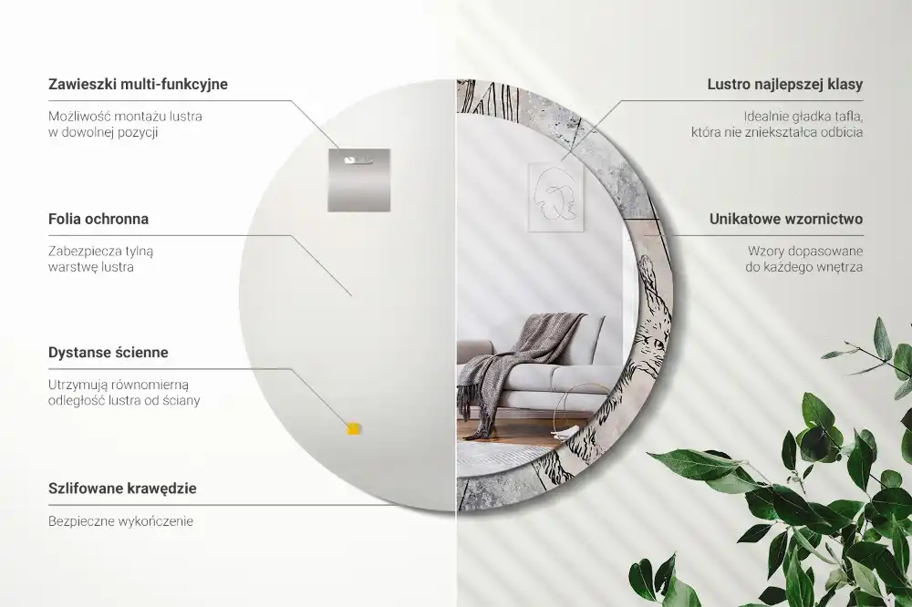 Espejo redondo impreso Animales abstractos