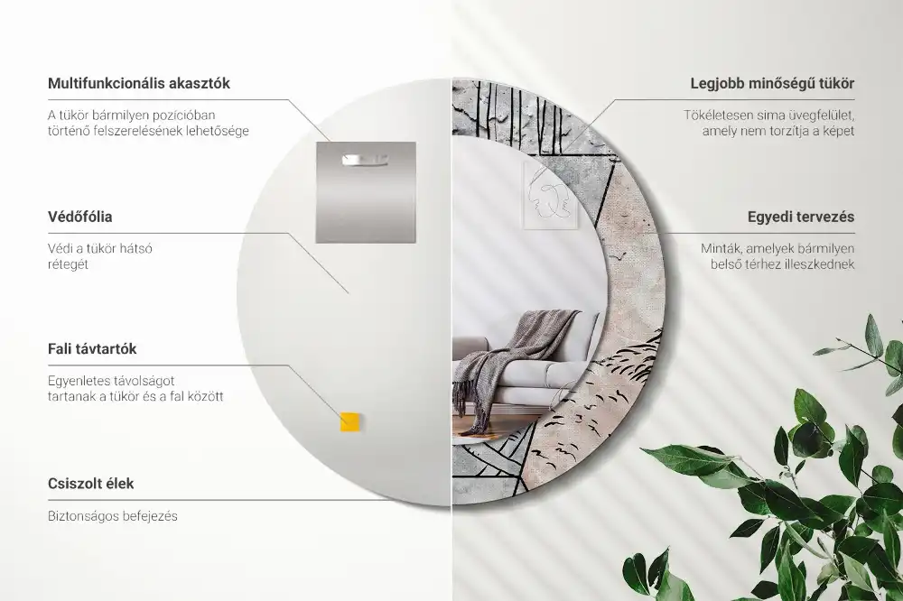 Espejo redondo impreso Animales abstractos