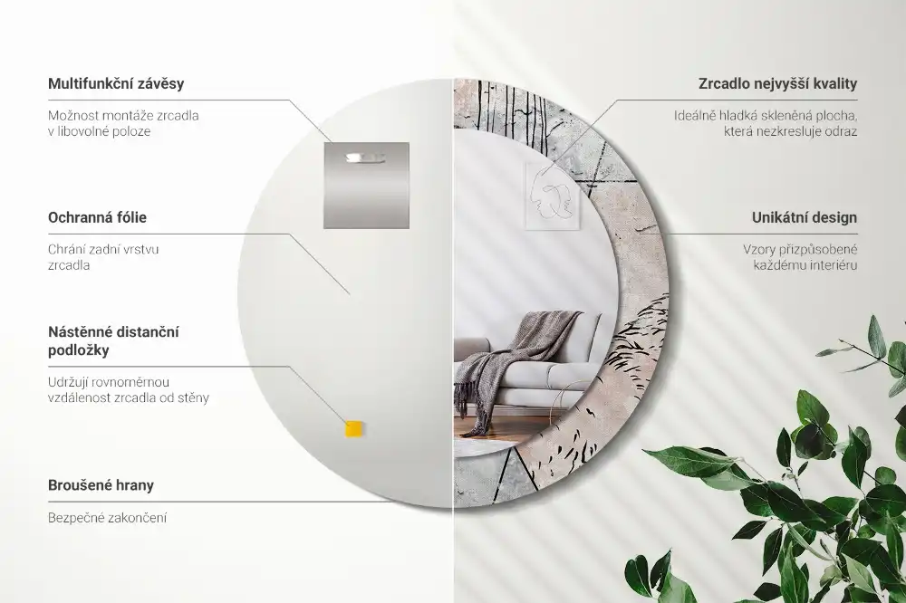 Espejo redondo impreso Animales abstractos