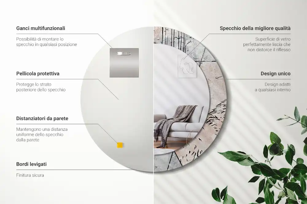 Espejo redondo impreso Animales abstractos