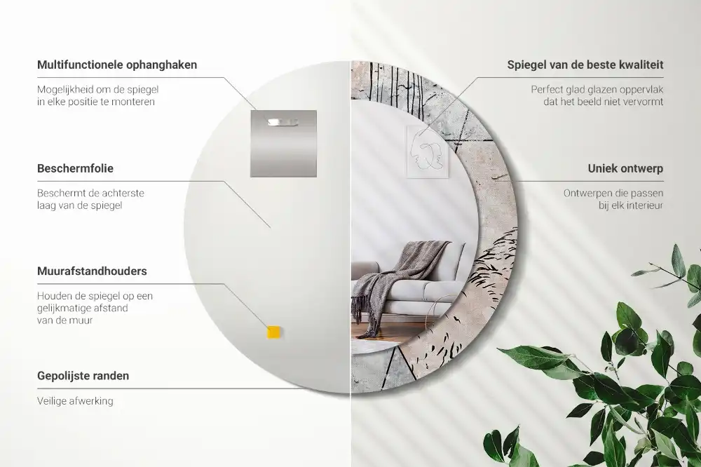 Espejo redondo impreso Animales abstractos