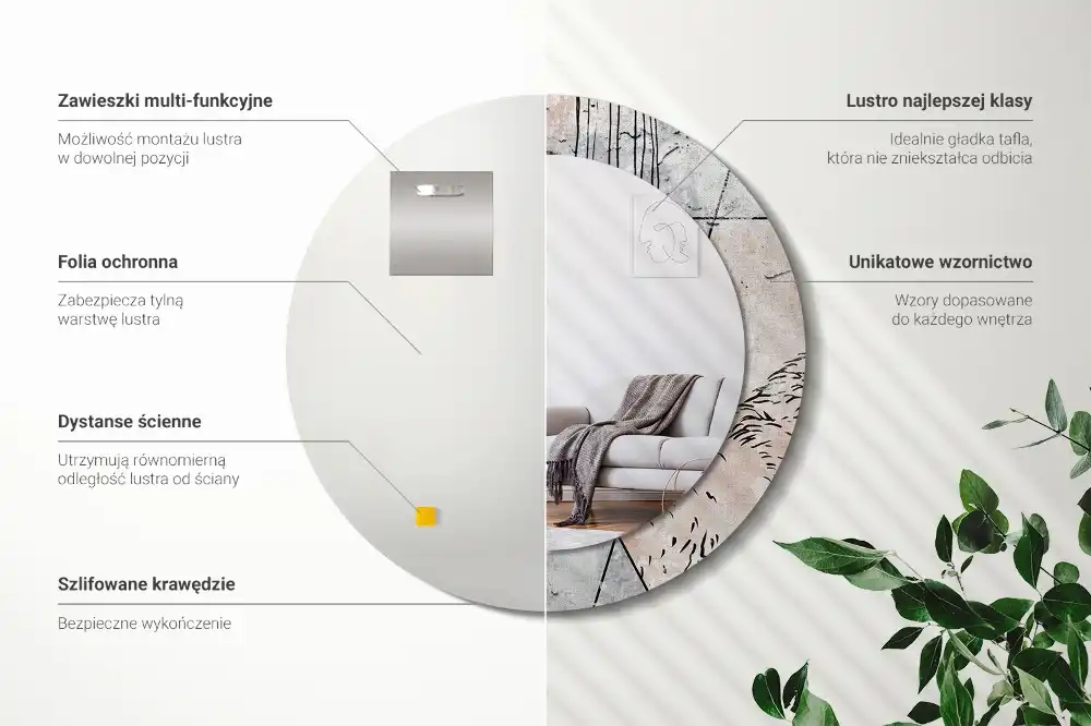 Espejo redondo impreso Animales abstractos