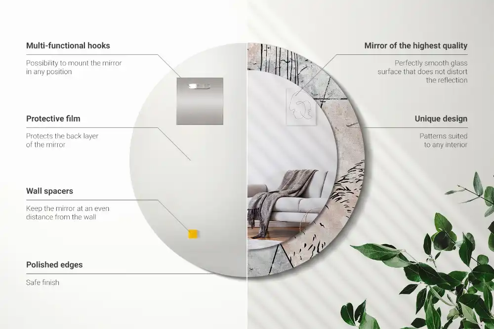 Espejo redondo impreso Animales abstractos