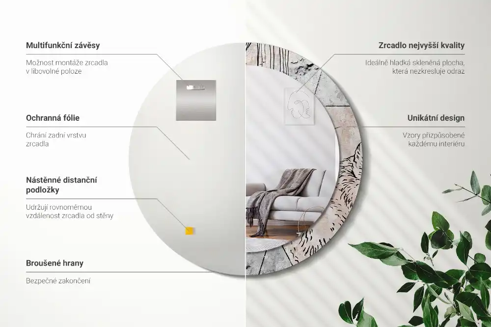 Espejo redondo impreso Animales abstractos