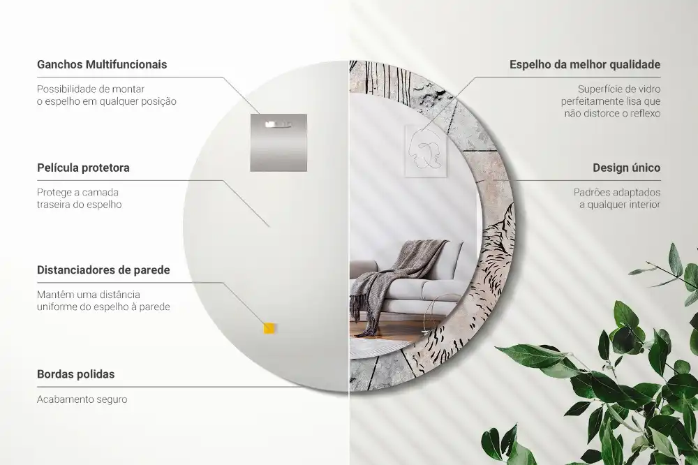 Espejo redondo impreso Animales abstractos