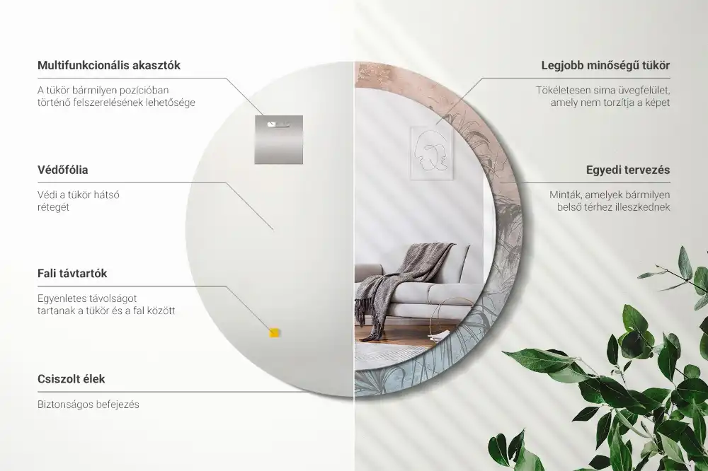 Espejo redondo con decoración flores tropicales