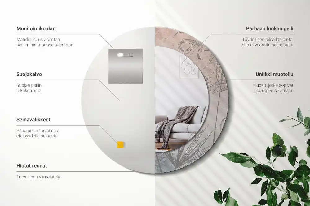 Espejo redondo con decoración flores tropicales