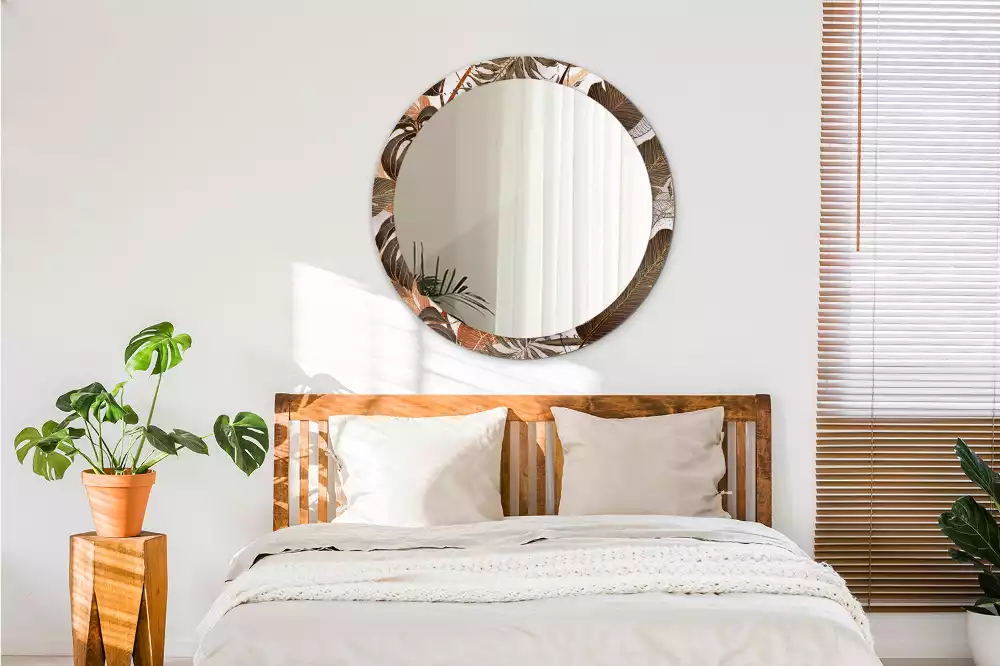 Espejo redondo impreso hojas de palma