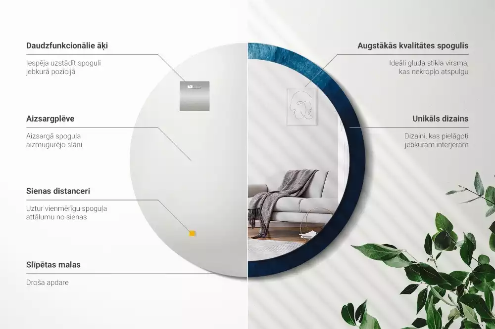 Espejo redondo impreso Arte abstracto