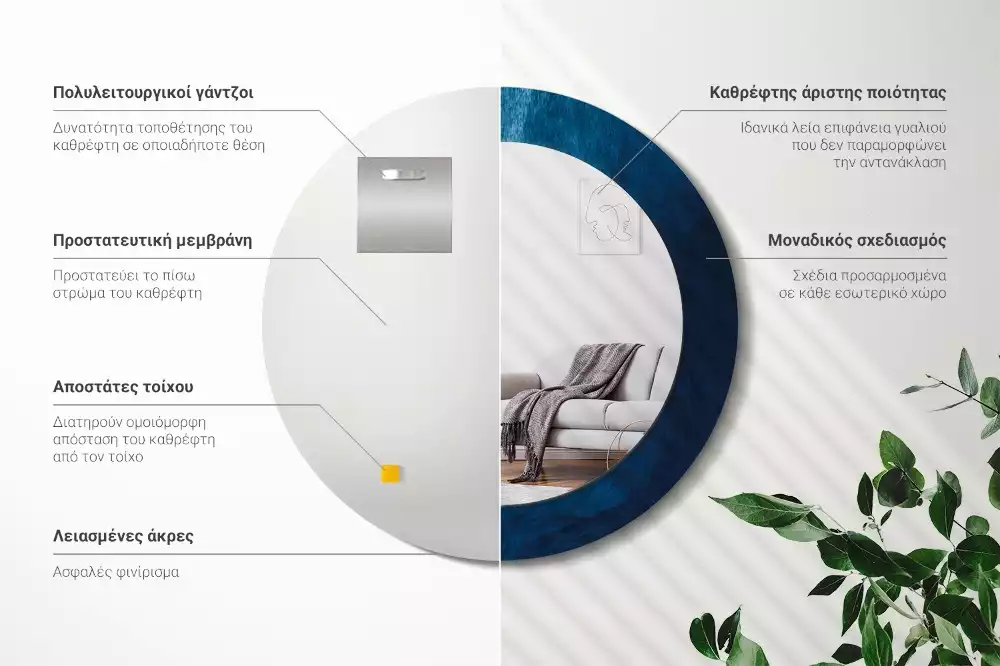 Espejo redondo impreso Arte abstracto