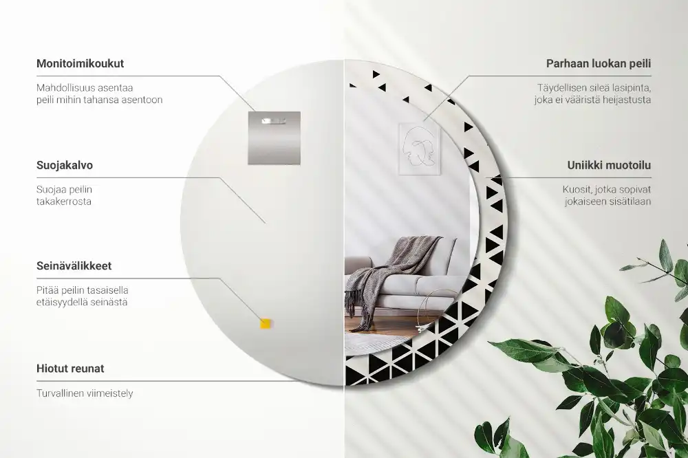 Espejo redondo con decoración Abstracción geométrica