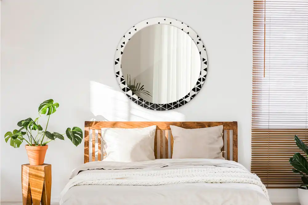 Espejo redondo con decoración Abstracción geométrica