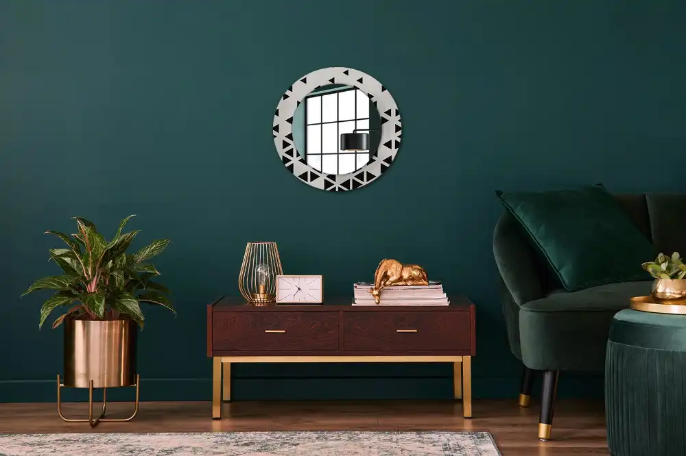 Espejo redondo con decoración Abstracción geométrica