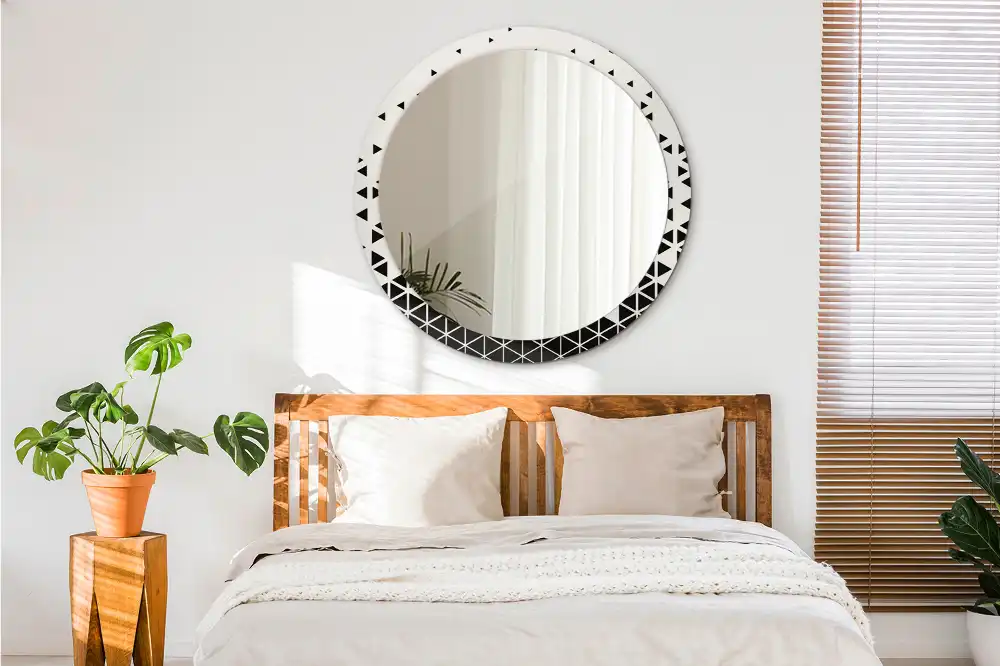 Espejo redondo con decoración Abstracción geométrica