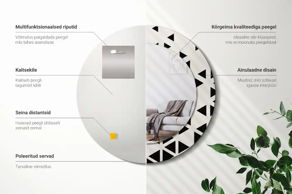 Espejo redondo con decoración Abstracción geométrica