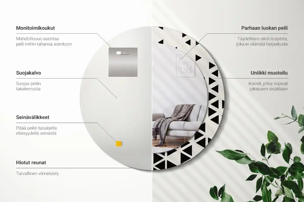 Espejo redondo con decoración Abstracción geométrica