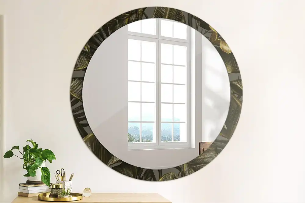 Espejo redondo estampado flores de hibisco