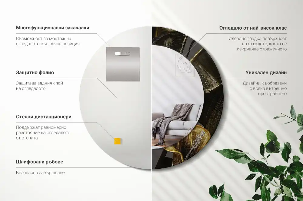 Espejo redondo estampado flores de hibisco