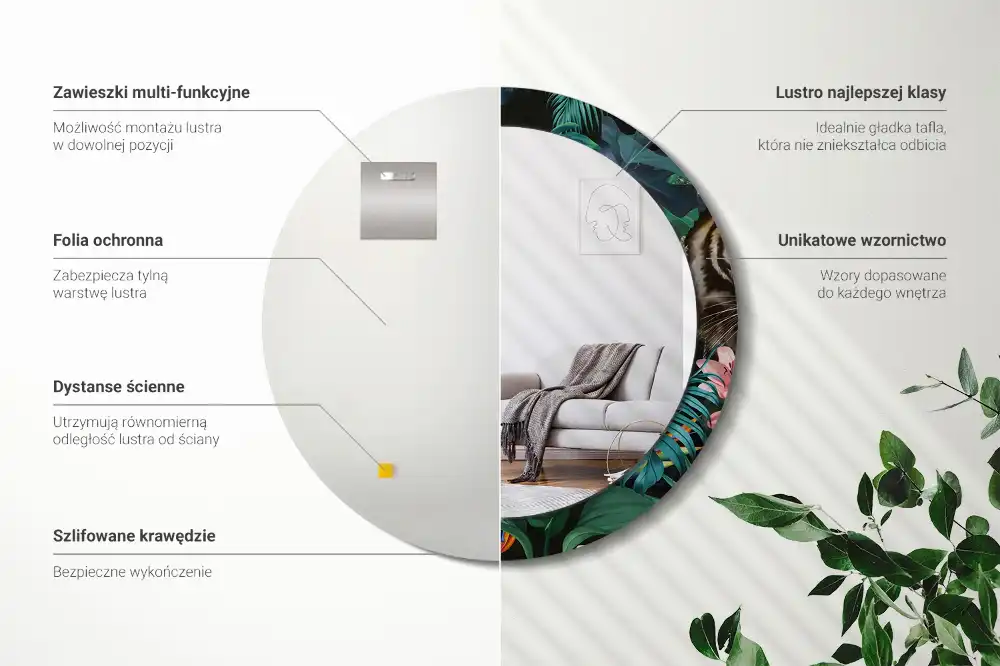 Espejo redondo impreso Jungla vintage