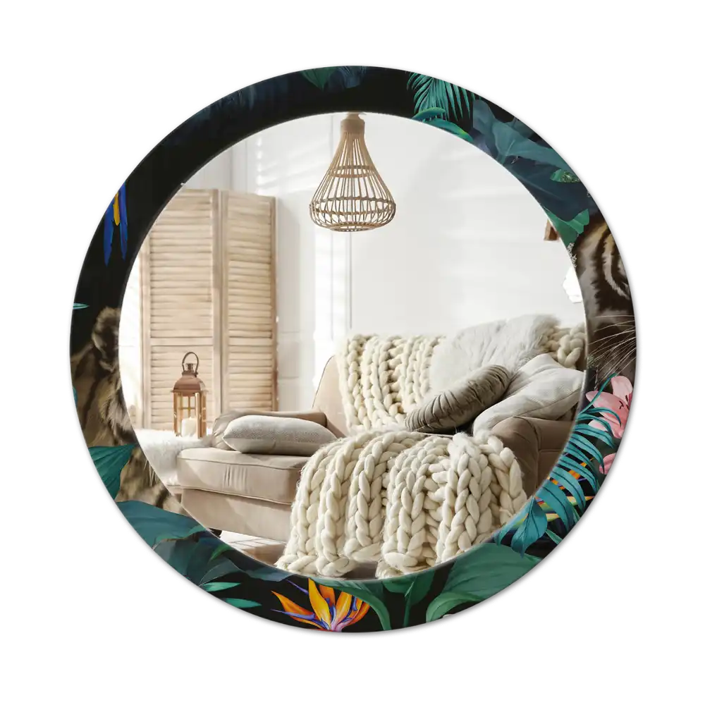 Espejo redondo impreso Jungla vintage