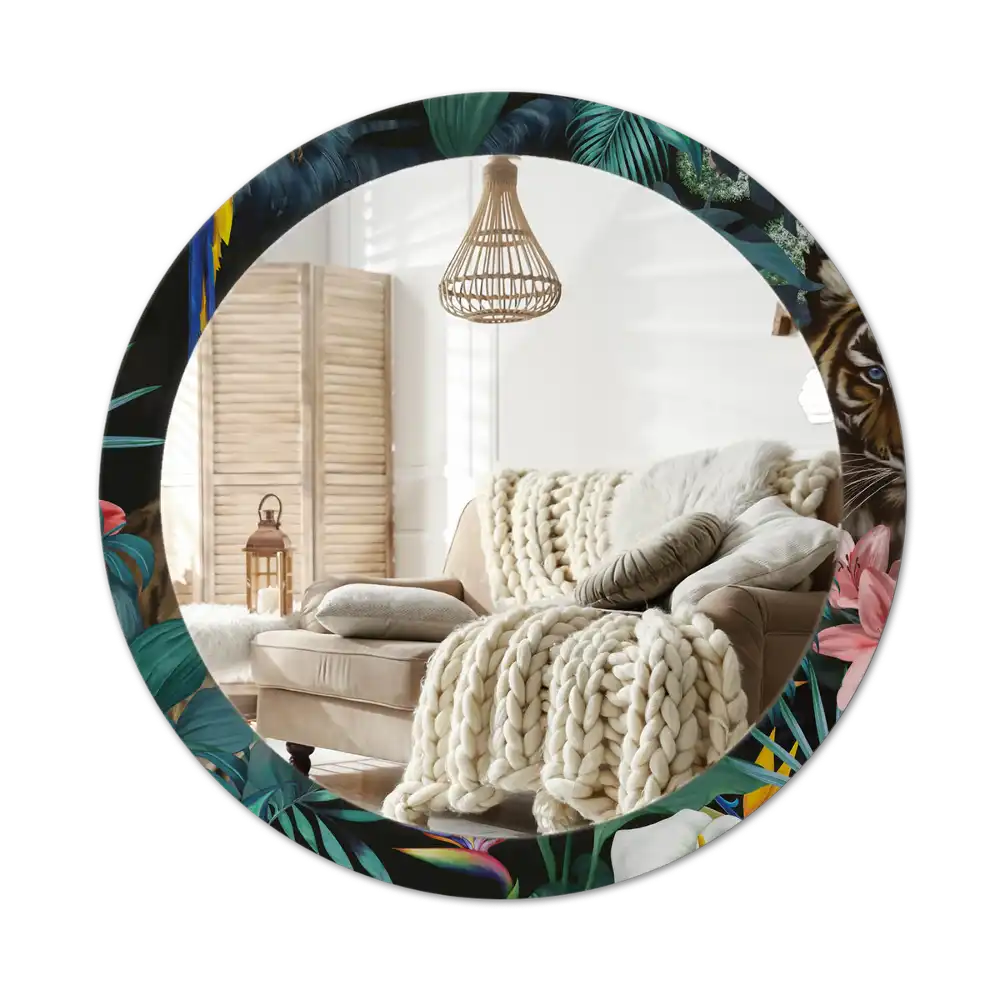 Espejo redondo impreso Jungla vintage