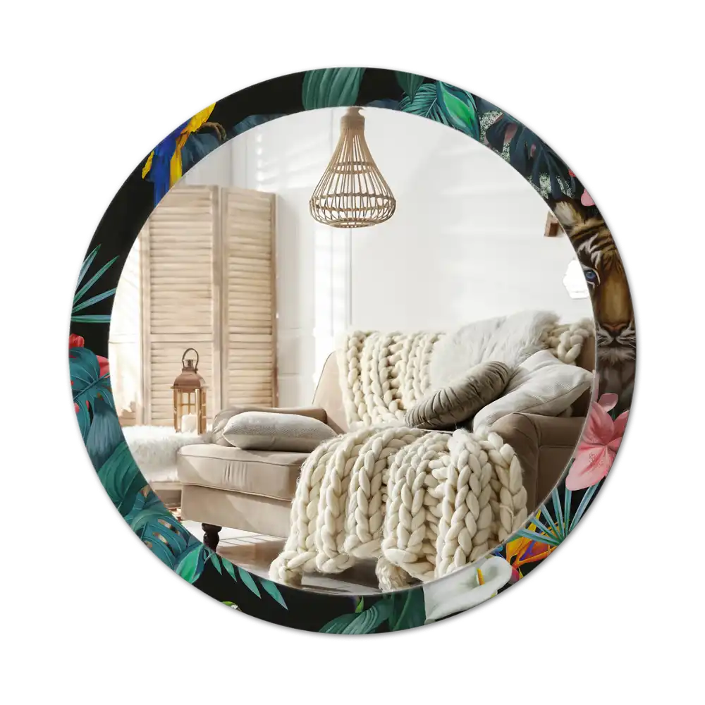 Espejo redondo impreso Jungla vintage