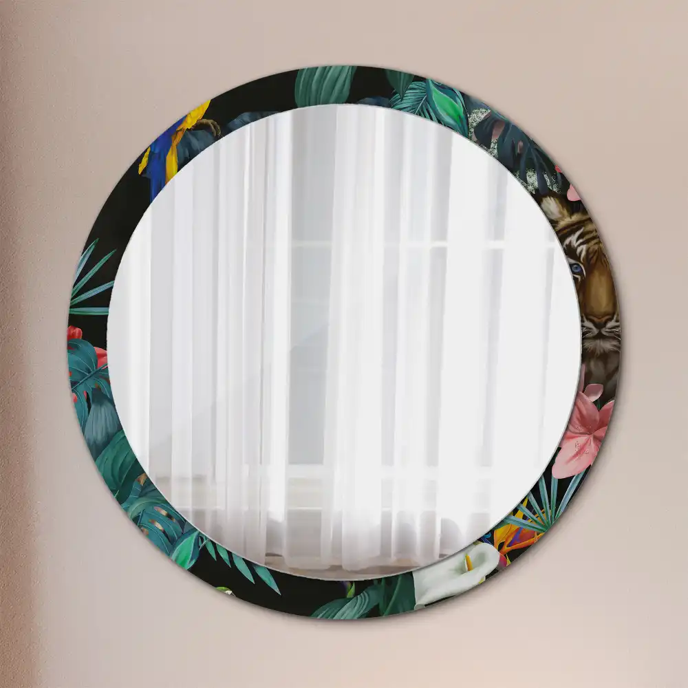 Espejo redondo impreso Jungla vintage