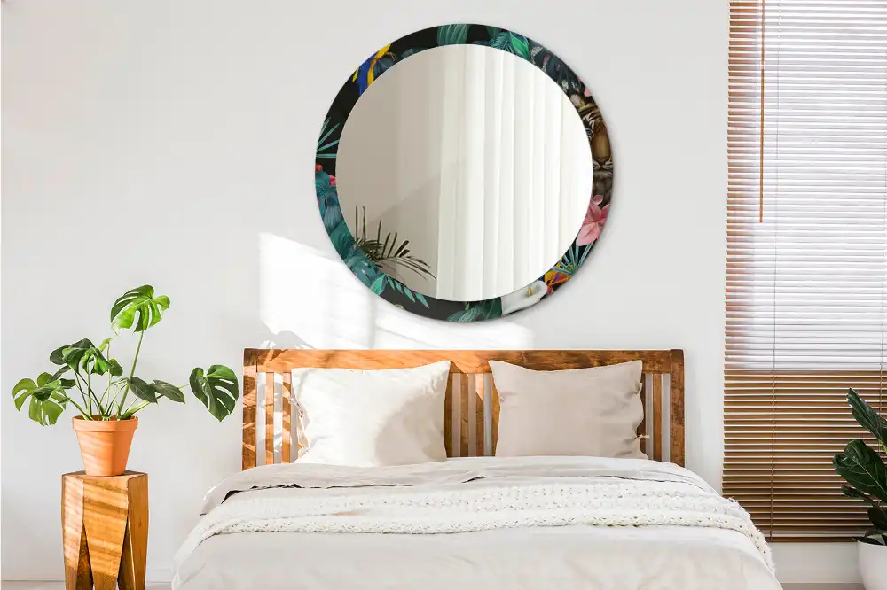 Espejo redondo impreso Jungla vintage