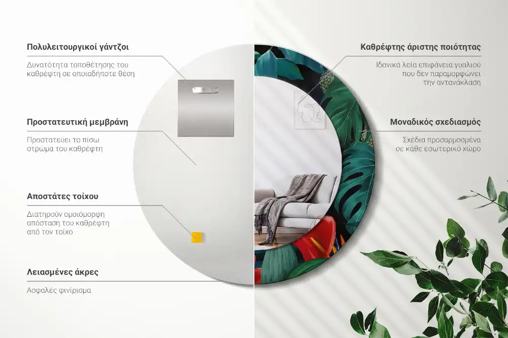 Espejo redondo impreso Jungla vintage