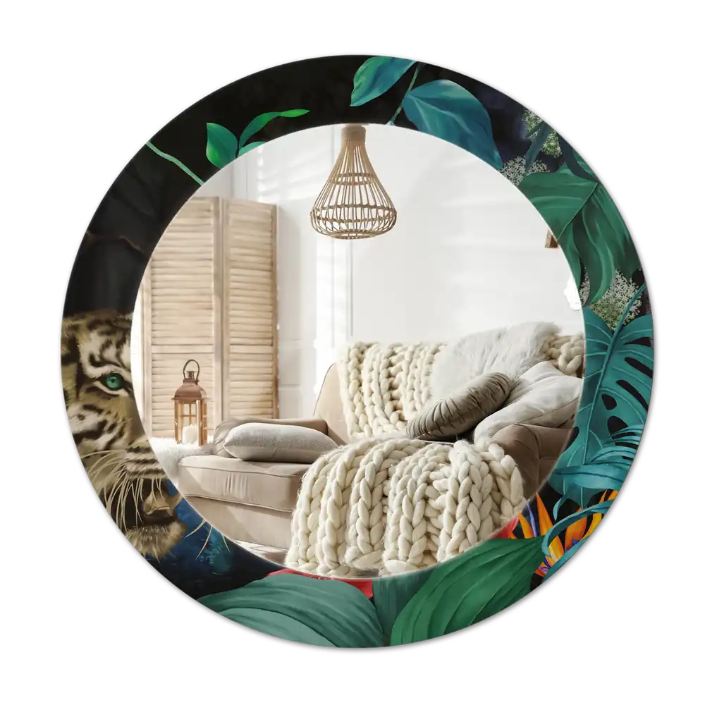 Espejo redondo impreso Jungla vintage
