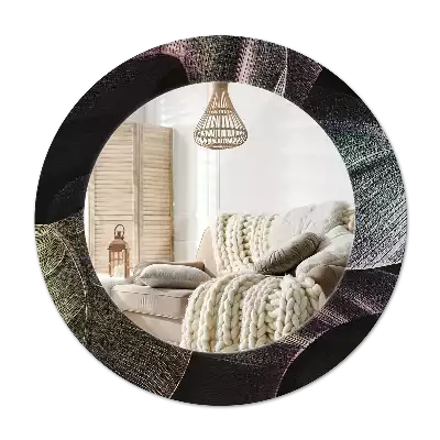 Espejo redondo con decoración Hojas tropicales oscuras