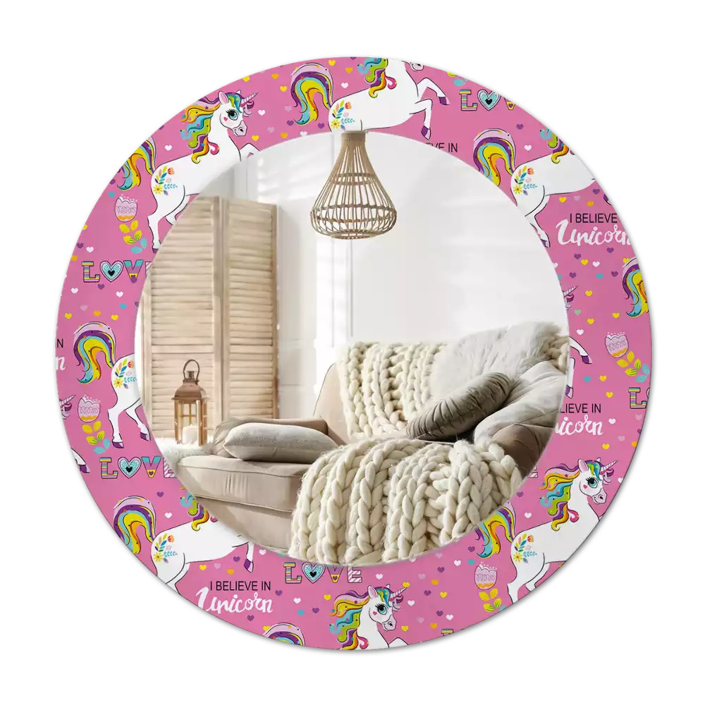Espejo redondo estampado Unicornio mágico
