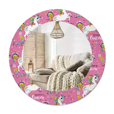 Espejo redondo estampado Unicornio mágico