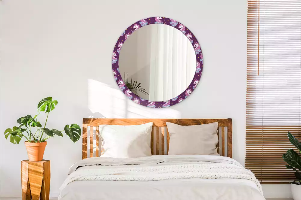 Espejo redondo impreso Unicornio estrella