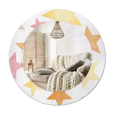 Espejo redondo estampado Estrellas pastel