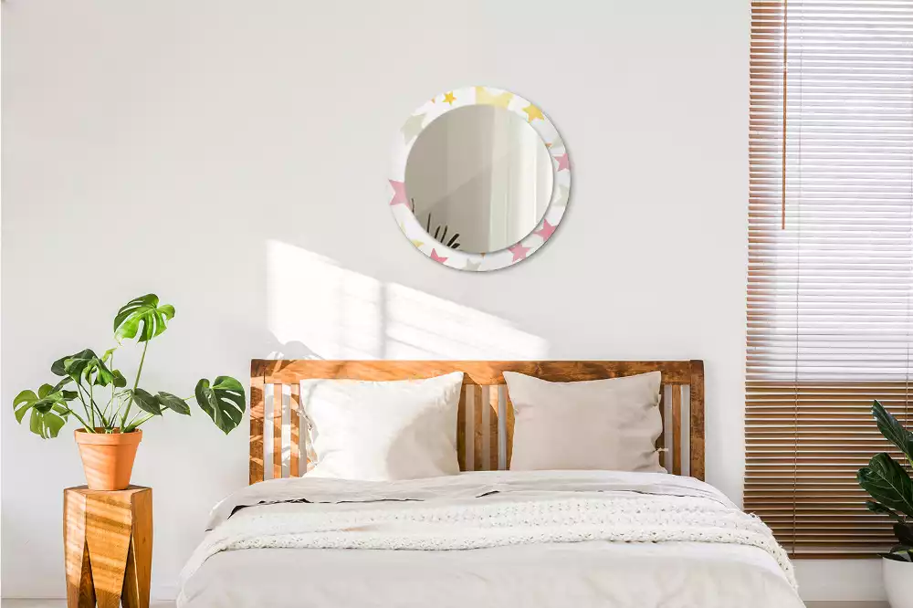 Espejo redondo estampado Estrellas pastel