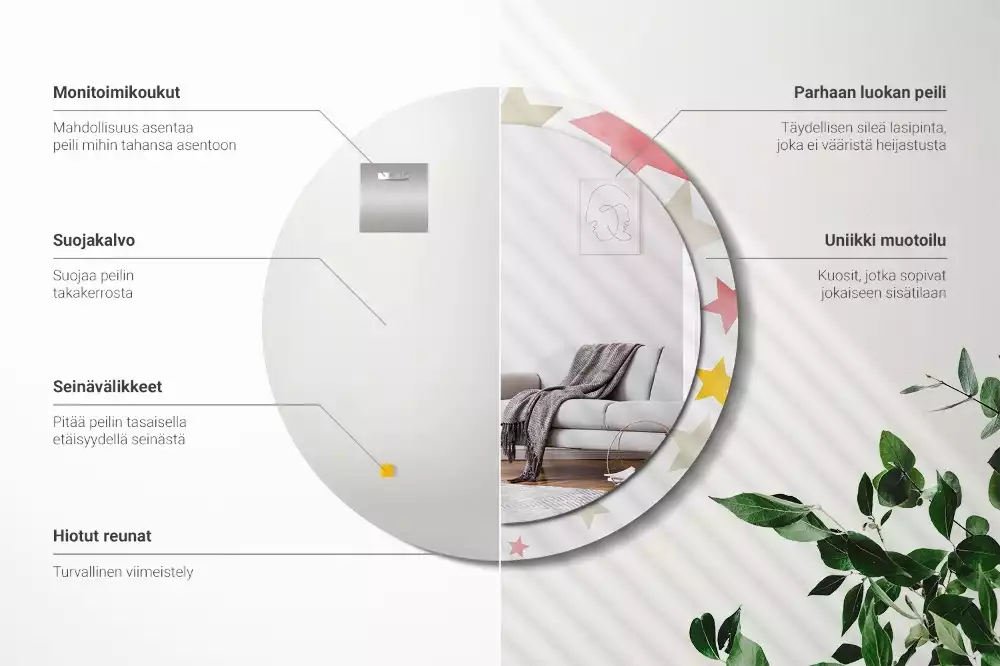 Espejo redondo estampado Estrellas pastel