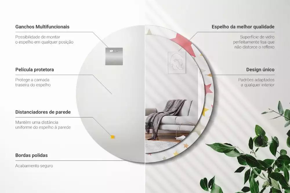 Espejo redondo estampado Estrellas pastel