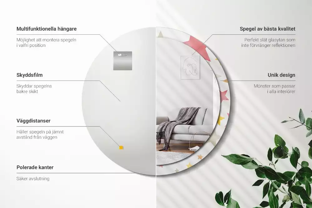 Espejo redondo estampado Estrellas pastel