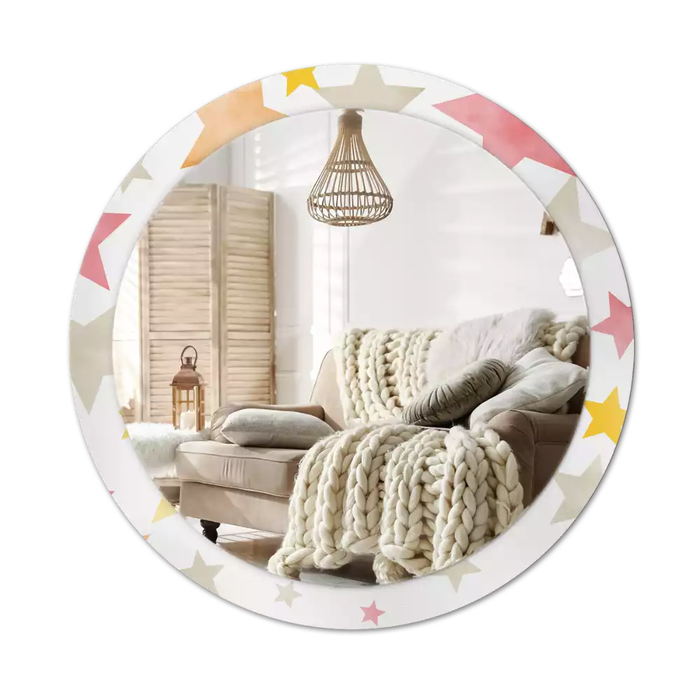 Espejo redondo estampado Estrellas pastel